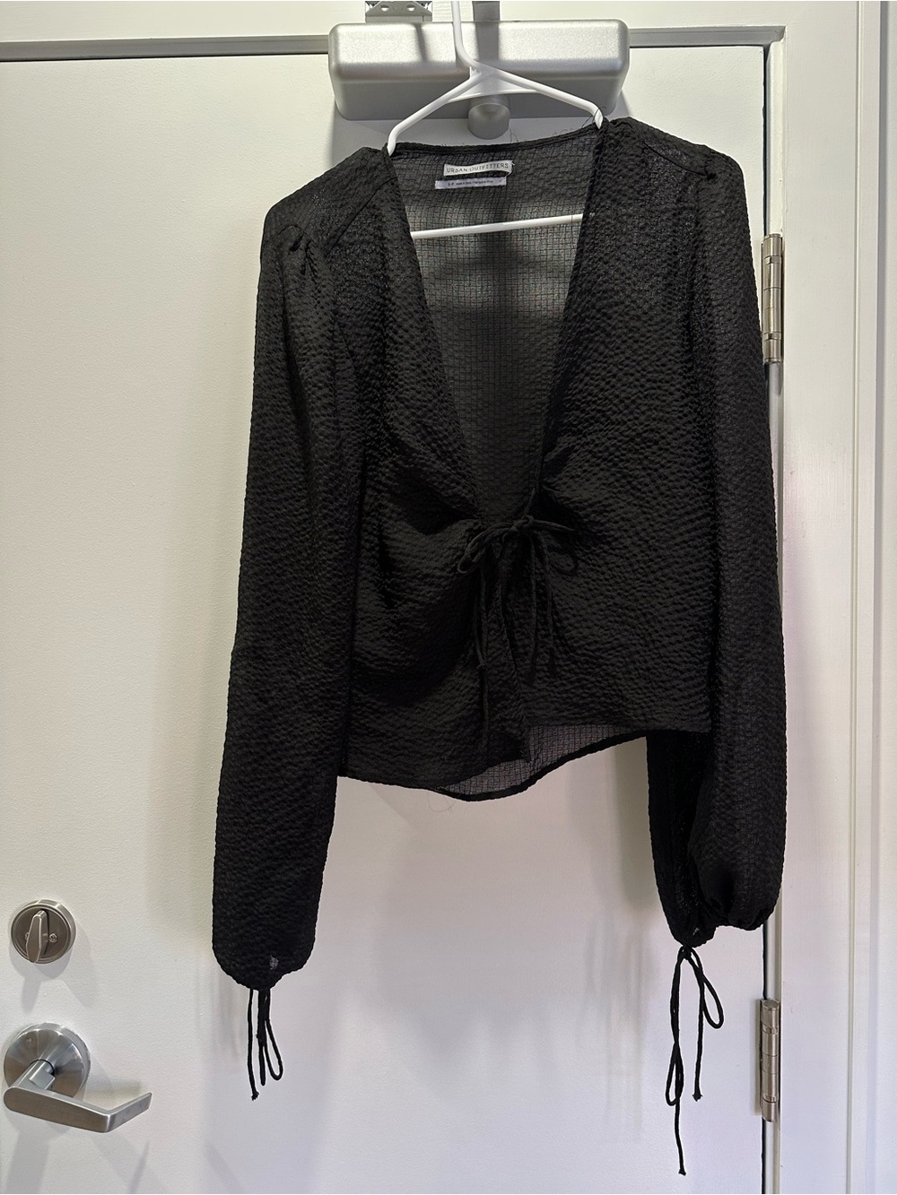 Urban Outfitters Black Tie-Front Long Sleeve Blouse